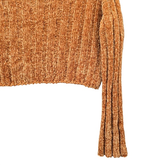 Yellow Crop Chenille Ribbed‎ Y2K Favlux Vintage Academia Cozy Sweater Small - Picture 5 of 14